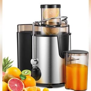 Stainless Steel Juicer with Black Accents